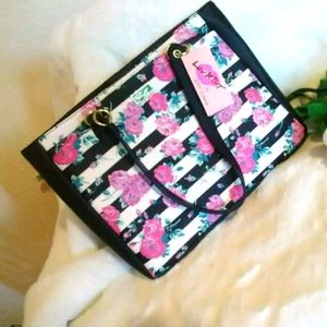 Betsey Johnson Floral Stripe Tote
